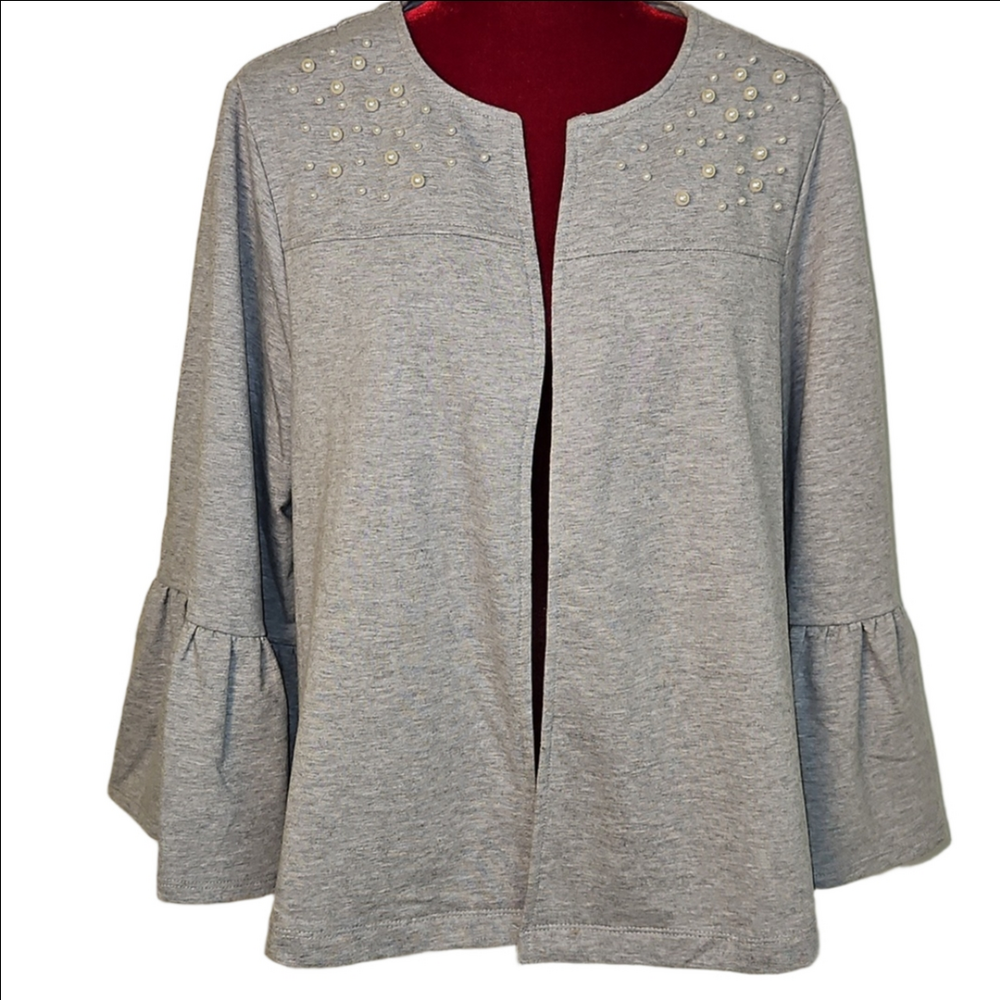 Lane Bryant Jersey Knit Cardigan With Pearl Detail Size 14 / 16
